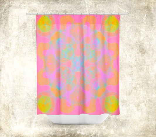 Pink Kaleidoscope Fractal “Mandala” Colorful Shower Curtain