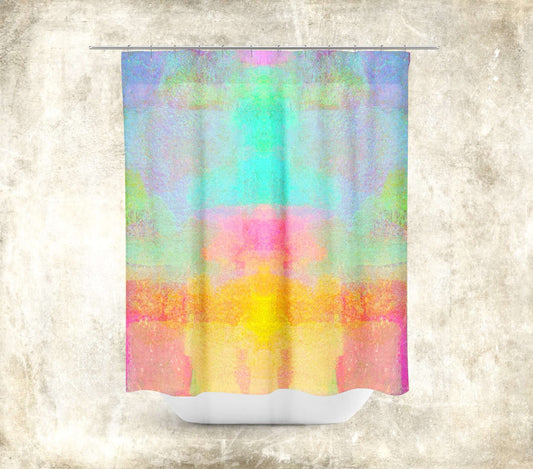 Pastel Abstract “Pastel Fields” Abstract Art Colorful Shower Curtain