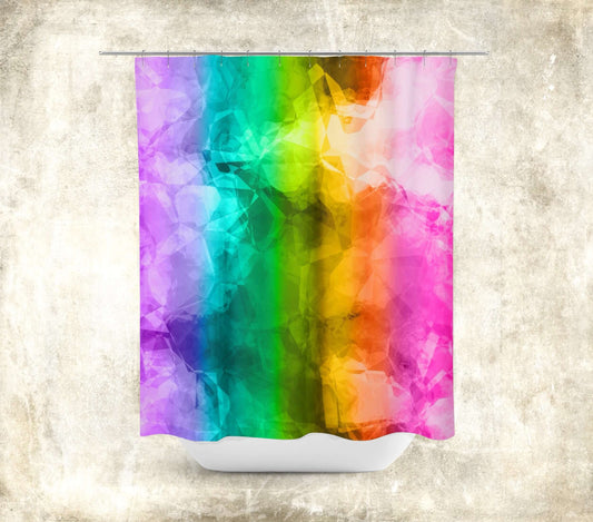 Rainbow Colors on a Crumpled Texture Background “Rainbow Crumple” Abstract Art Colorful Shower Curtain