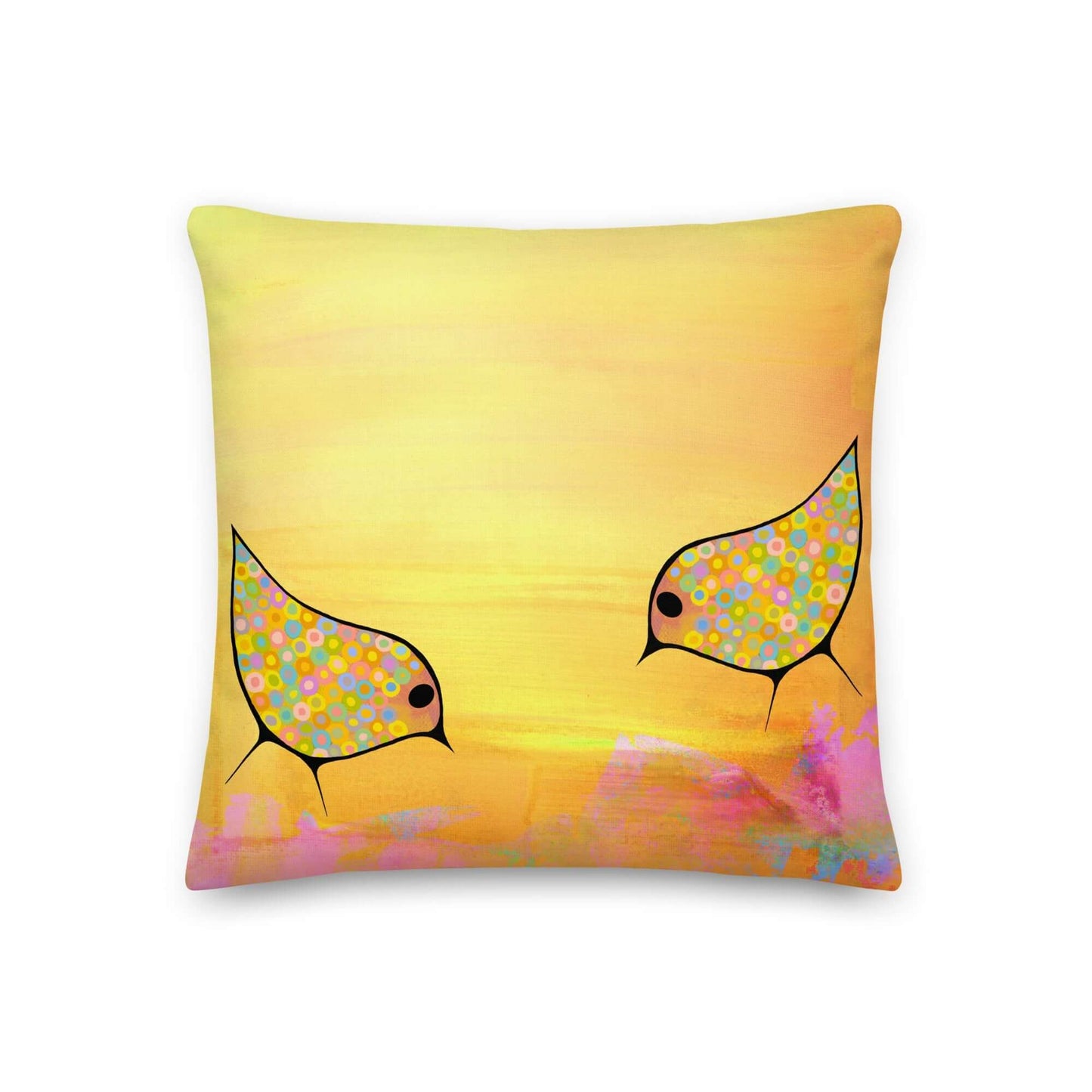 Yellow Birds Premium Colorful Pillow