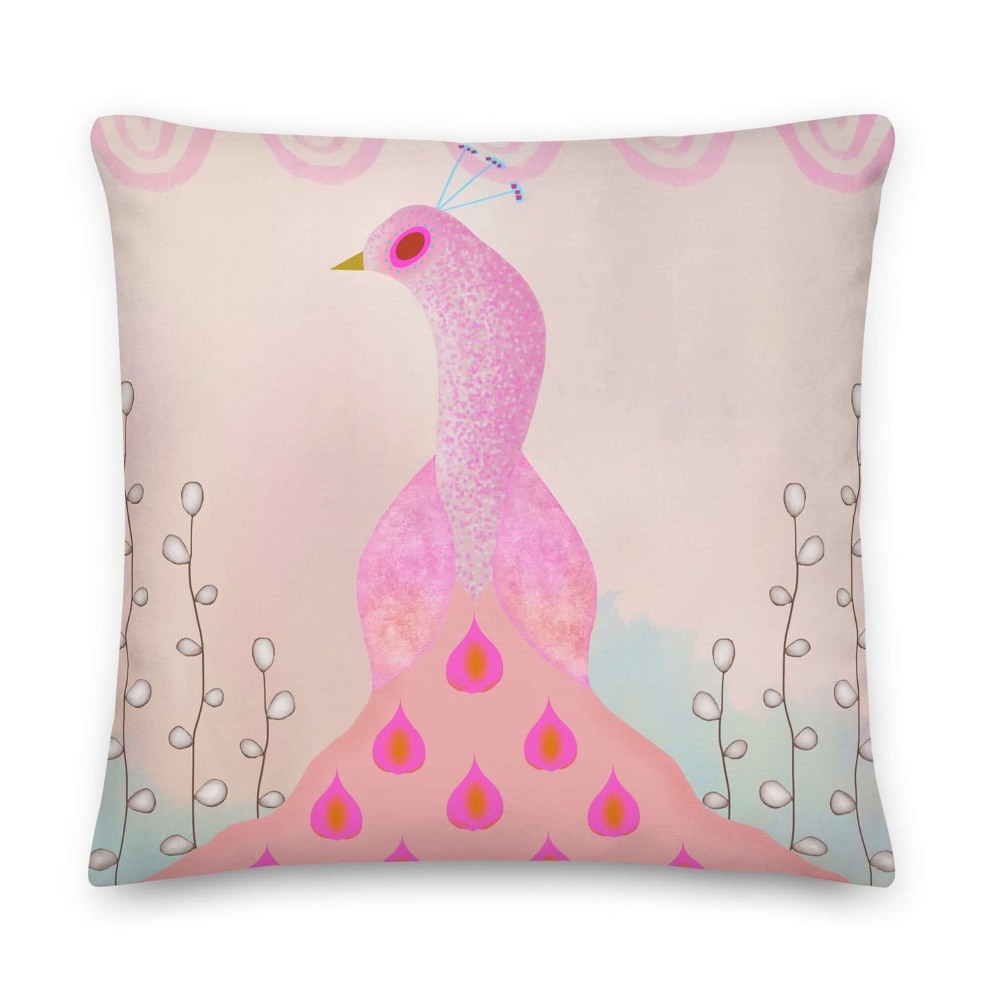 Pink Peacock Premium Pillow