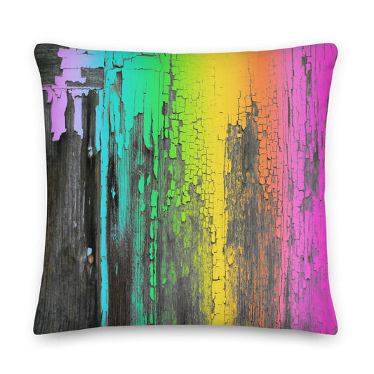 Rainbow Crackle Premium Pillow