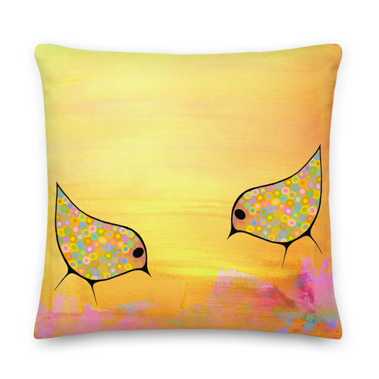 Yellow Birds Premium Colorful Pillow