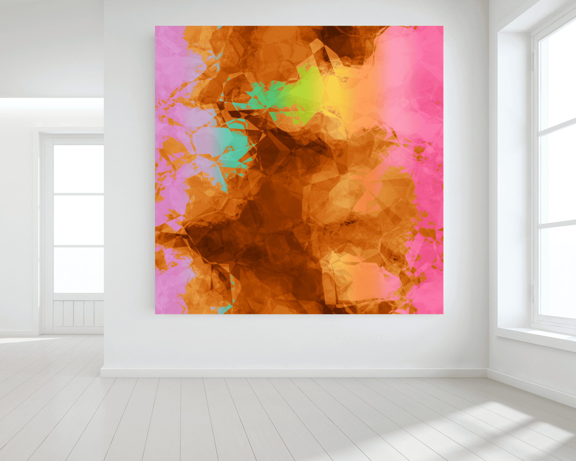 Abstract Smoky Rainbow on Brown Background “Burnt Rainbow Crumple” Abstract Art Canvas Print Wall Art Large Canvas on Wall