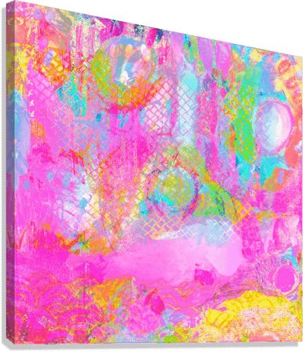 Drippy Pink “Candyland” Abstract Art Canvas Print Wall Art Side View